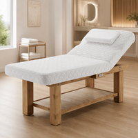 Table de massage électrique à 2 moteurs, hauteur réglable, en cuir PU, avec structure en bois, pour salon de beauté et physiothérapie