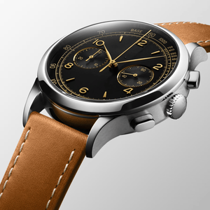Vintage <b>Chronograph</b> <b>Automatic</b> Mechanical Watch with Arabic Dial Leather Strap for Men Longinesing - Product Image 1