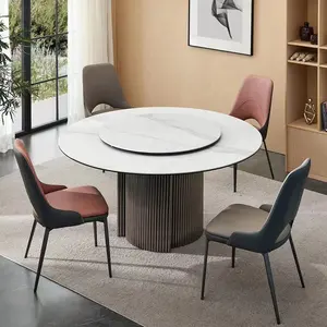 طاولة مستطيلة تصميم حديث فاخر من الفولاذ المقاوم للصدأ والرخام أثاث غرفة الطعام المنزلية