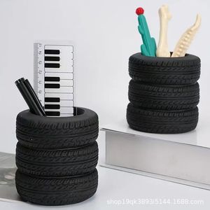 Porte-stylo en forme de pneu, boîte de rangement ronde multifonctionnelle pour bureau, cadeau pour étudiant - Product Image 4