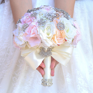 Bouquet de Mariée Artificiel Luxueux en Fleurs et Cristaux pour Mariage, Anniversaire de Mariage, <span class=keywords><strong>Demoiselle</strong></span> d'honneur - Product Image 6