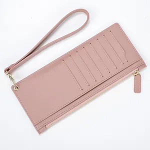 Carteira de cartão de crédito feminina Slim Long Card Wallet Holder com bolso com zíper para dinheiro, moeda, recibo, cartão de identificação