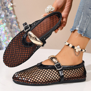 Nuove <span class=keywords><strong>Ballerine</strong></span> Estive con Design Moderno, Fodera in PU, Tomaia in Rete, Suola in Gomma, Tendenza Moda con <span class=keywords><strong>Cinturino</strong></span> a Fibbia per Donna, per Uso Esterno in Primavera - Product Image 4