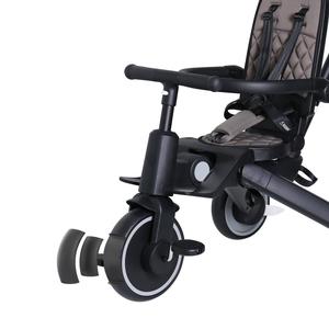 Triciclo para niños con freno enlazado de alta calidad de fábrica, triciclo para bebés de fácil plegado con respaldo tumbado y asiento giratorio para montar en coche - Product Image 4
