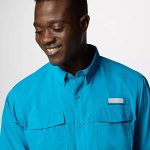 Polo boutonné en micro-polyester Fly, de haute qualité, en nylon uni, dos ouvert, chemise de pêche personnalisée avec impression sur mesure. - Product Image 4