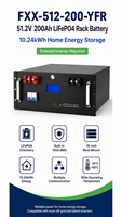 Batería LiFePO4 de 51.2V 200Ah 10.24kWh para Montaje en Rack, con BMS de 150A Integrado, 6000 Ciclos, Comunicación CAN RS485 RS232