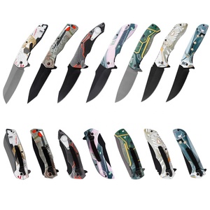 卸売カスタムデザインパターンポケット折りたたみナイフ屋外サバイバルキャンプ狩猟耐久性のある3Dプリントハンドルドロップ船 - Product Image 2
