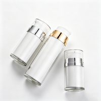 Flacon pompe airless en acrylique blanc nacré personnalisable 30ml 50ml 100ml, emballage cosmétique sous vide, pot à crème givré