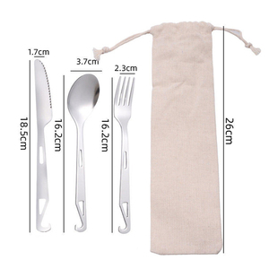 <span class=keywords><strong>Set</strong></span> di posate da campeggio e picnic in acciaio inossidabile 304 per uso alimentare, 3 pezzi, con apribottiglie e cucchiaio - Product Image 6