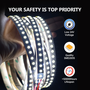 Bande LED SMD à haute efficacité 180LM/W, SMD2835, 128 LED/m, 10 mm, CRI90, DC24V, 12,8 W, bande lumineuse décorative étanche pour façade extérieure - Product Image 5