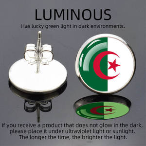 ต่างหูเม็ดเดี่ยวเรืองแสงรูปธงชาติโลกทำจากสแตนเลสต่างหูรูปโดมแก้วทรงกลมแบบเรียบง่ายสำหรับผู้ชายผู้หญิง - Product Image 3