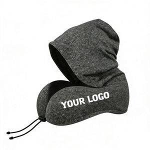 Own Factory Custom Logo Packaging Portable High Support Memory Foam Travel With <b>Hoodie</b> Airplane U Shaped Neck Pillow 80 - Product Image 1