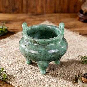 Wholesale Natural Crystal Tripod Healing Raw Stone Green Aventurine Incense Line Incense Burner Censer Cafts for <strong>Burn</strong> Incense - Product Image 2