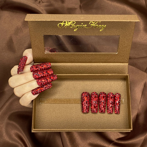 Cubierta completa rojo/azul/Verde diamantes <span class=keywords><strong>de</strong></span> imitación hermosas <span class=keywords><strong>uñas</strong></span> cuadradas duraderas Prensa en 10PCS brillante Bing hecho a mano juego <span class=keywords><strong>de</strong></span> <span class=keywords><strong>uñas</strong></span> caseras - Product Image 2