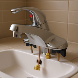 Grifo de Lavabo Cromado de un Solo Manípulo, 3 Orificios, Montaje en Cubierta, Válvula de Cerámica, Diseño Moderno para Baño y Cocina - Product Image 2