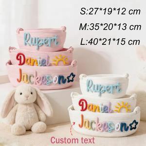 Personalized Handmade Woven Cotton <b>Rope</b> Storage <b>Basket</b>, Nursery Decor, Multifunctional Storage <b>Basket</b> - Product Image 3