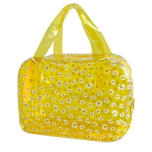Wholesale 2 Pcs Durable Waterproof PVC Versatile Zipper Jelly Daisy Tote <strong>Bag</strong> Travel <strong>Cosmetics</strong> Pouch with Handle Makeup <strong>Bag</strong> - Product Image 1