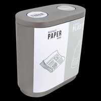 Poubelle de recyclage intérieure double 60L en fibre de verre à ouverture supérieure pour bureau, hall d'entrée, centre commercial