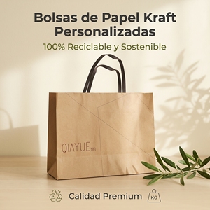 Bolsas de Papel Kraft con Asa Negra Satinada Plana, Impresión de Logotipo Personalizado, Embalaje Sostenible para Moda <span class=keywords><strong>y</strong></span> Panadería - Product Image 1
