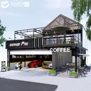 Flat Pack Gebouw Outdoor Restaurant Bar Container Coffeeshop Prefab House Cafe Puerto Rico Container Huis