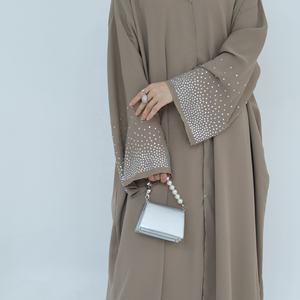 ชุดเดรสยาวสไตล์มุสลิมอาบายะห์แบบสุภาพเรียบร้อย2024มุสลิมแบบดั้งเดิมประดับพลอยเทียมอิสลามหรูหรา - Product Image 5