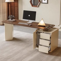 Bureau d'ordinateur modulaire ergonomique moderne pour le bureau à domicile, dessus en bois durable, tiroir latéral, armoire, table d'écriture exécutive minimaliste