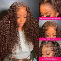 Perruque de cheveux humains vierges bouclés crépus bruns chocolatés, style birman, avec dentelle HD frontale sans colle, fournisseur