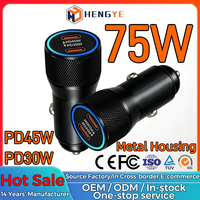 Pengisi Daya Mobil 75w Pengisi Daya Ponsel 30w Usb c Pengisi Daya Pemantik Rokok Pd Pps Pengisi Daya Mobil Pd45w Tipe-c boost 12 Volt Adaptor Mobil