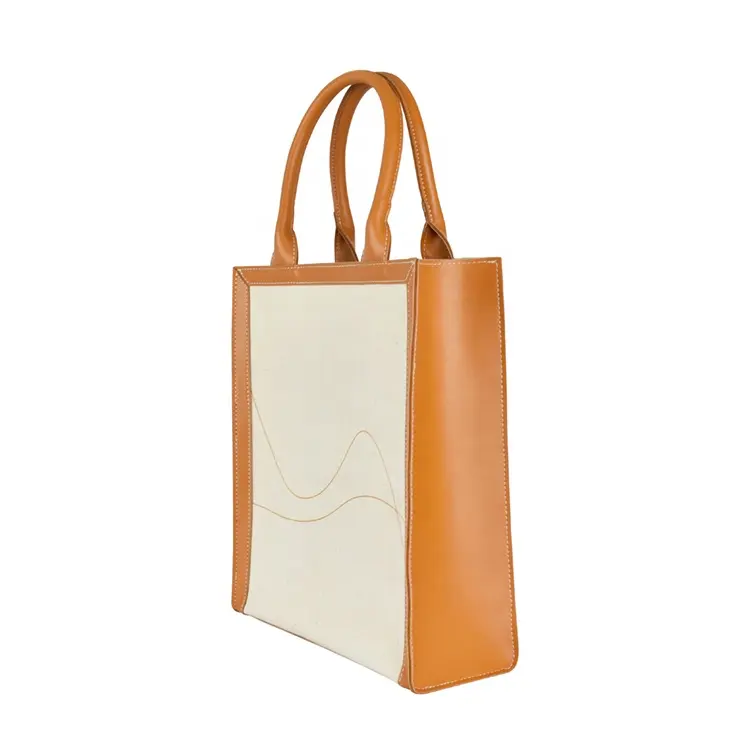 De compras de cuero bolsa de lona, bolsas con logotipo impreso personalizado