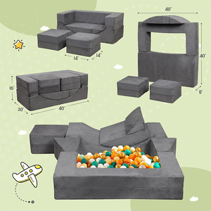 Giving Tree Modular <b>Kids</b> <b>Sofa</b> 40x20x16 Inch With Ball Pit And Stool For Children's Playroom - Product Image 1