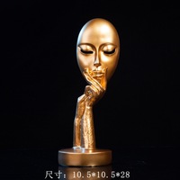 Statues de visage de femme abstraites et créatives Sculpture d'art de méditation visage et main Figurine en résine artisanat moderne pour la décoration de bureau à la maison