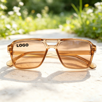 Lunettes de soleil classiques Lbashades S2608 surdimensionnées à double pont, en plastique de haute qualité, avec logo personnalisé, protection UV400, pour hommes et femmes