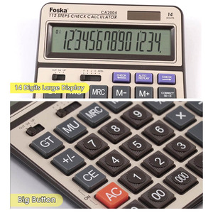 Calculatrice FOSKA à 14 chiffres avec grand écran LCD, fonction de vérification pour la gestion financière simplifiée et les calculs courants en mathématiques - Product Image 2