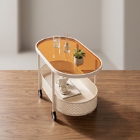 Nouvelle table basse de salon avec roulettes Bjflamingo, plateau en verre trempé et structure robuste