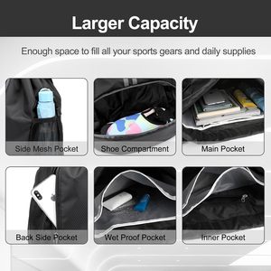 Sac à dos à cordon résistant à l'eau, sac de plage à cordon, sac de sport avec compartiment pour chaussures pour le football, le basketball, la natation - Product Image 4