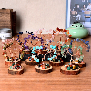 Wholesale Natural Healing Stones Chips Loose Gemstones <b>Crystal</b> Tree Wooden Bases <b>Crystal</b> Money Tree for Home Decor - Product Image 1