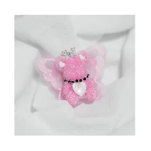 Custom pave sugar crown bear beads lace bowknot rhinestone acrylic beads for pen making phone case keychain charms