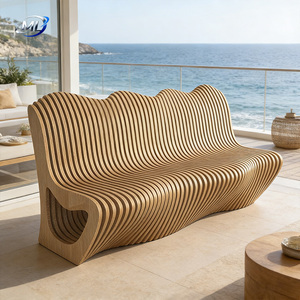 Banco Modular Paramétrico de Madera de Caucho, Asientos Modernos para Exteriores, para Patio de Villa, Uso Comercial, Duradero y Ecológico - Product Image 2