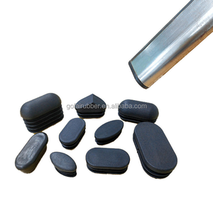 Black Ribbed Oval <b>Plastic</b> Tube Plug Furniture Pipe End Cap for Table Chair Gym Frame, Made in China - Product Image 4