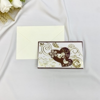 Undangan Pernikahan Kayu Buatan Tangan Harga Murah Grosir Hot Stamping dengan Amplop Dompet 8.5x14cm