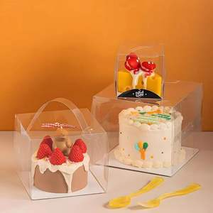 Caja Portátil para Pastel <span class=keywords><strong>de</strong></span> Cumpleaños con Base para Pastel <span class=keywords><strong>de</strong></span> Fondant, Bandeja y Ventana Transparente, Caja para Pastel <span class=keywords><strong>de</strong></span> Queso Mousse Basco - Product Image 1
