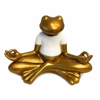 Statue de grenouille Zen en résine dorée pour la décoration de la maison et du bureau