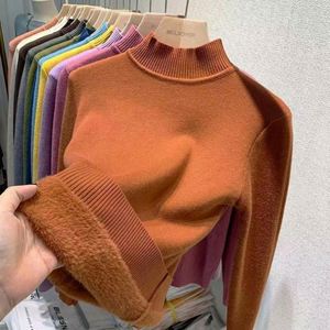 เสื้อสเวตเตอร์ผ้าฟลีซถักคอเต่าลำลองหนาสำหรับ2024ของผู้หญิงสำหรับฤดูหนาวหนึ่งชิ้น - Product Image 3