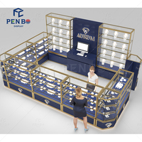 Solution de présentation de bijoux sur mesure pour centre commercial avec éclairage LED et vitrine en verre, kiosque à bijoux pour centre commercial