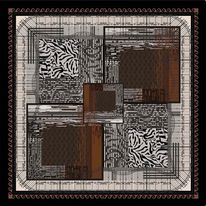70x70cm Retro Patchwork Zebra Print Polyester <b>Scarf</b> Geometric Satin <b>Square</b> Neck <b>Scarves</b> for Women Office & Street Style - Product Image 1