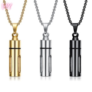 Kalung Wadah Abu Kremasi Hewan Peliharaan Anjing, Silinder Baja Anti Karat Berlapis Perak Poles Tinggi Trendy Poya, Dapat Dikustomisasi - Product Image 4