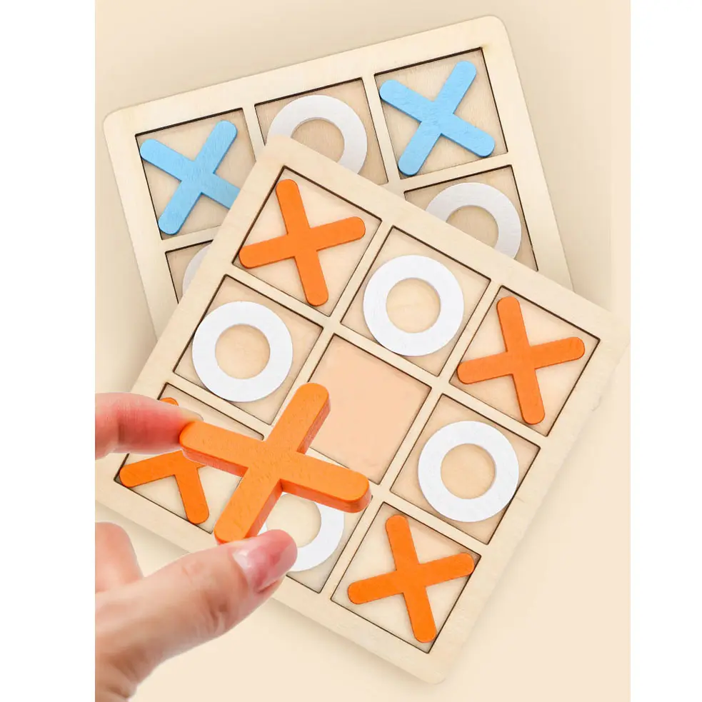 Dames en bois jouets pour enfants jeu de Puzzle Xo deux personnes bataille Interaction parent-enfant nouveau