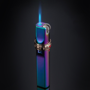 Cá nhân sáng tạo Windproof gas nhẹ hơn Inflatable kim loại màu xanh ngọn lửa bánh xe gas nhẹ hơn cho xì gà thuốc lá - Product Image 3