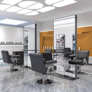 Miroir LED rectangulaire mural moderne avec cadre en métal, tactile intelligent, pour salon de coiffure, miroir décoratif - Product Image 2