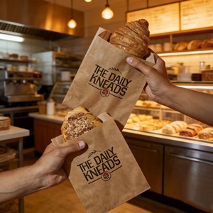 Bolsa <span class=keywords><strong>de</strong></span> Papel para Llevar Comida, Personalizada con Logotipo, Desechable, Hecha con Materiales Reciclados, para Papas Fritas, Hamburguesas, Comida Callejera, Bocadillos, Pan, Donas - Product Image 1